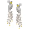 Tomfoolery Silver Cardinal Beaded Earrings Fashion