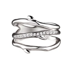 Tomfoolery Silver Cherry Blossom 3 Branch Diamond Ring New