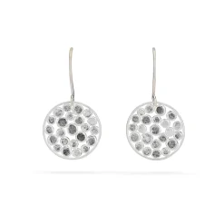 Tomfoolery Silver Circle Cluster Drop Earrings New