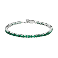 Tomfoolery Silver Classic Emerald Green Tennis Bracelet Fashion
