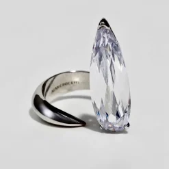 Tomfoolery Silver Clear Crystal Sharp Alien Ring New