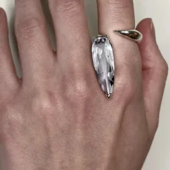 Tomfoolery Silver Clear Crystal Sharp Alien Ring New