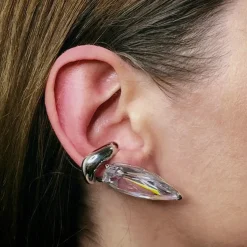 Tomfoolery Silver Clear Crystal Sharp Alien Ear Cuff Hot