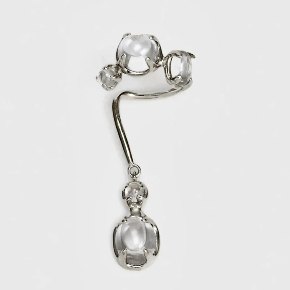 Tomfoolery Silver Clear Drip Ear Cuff Fashion