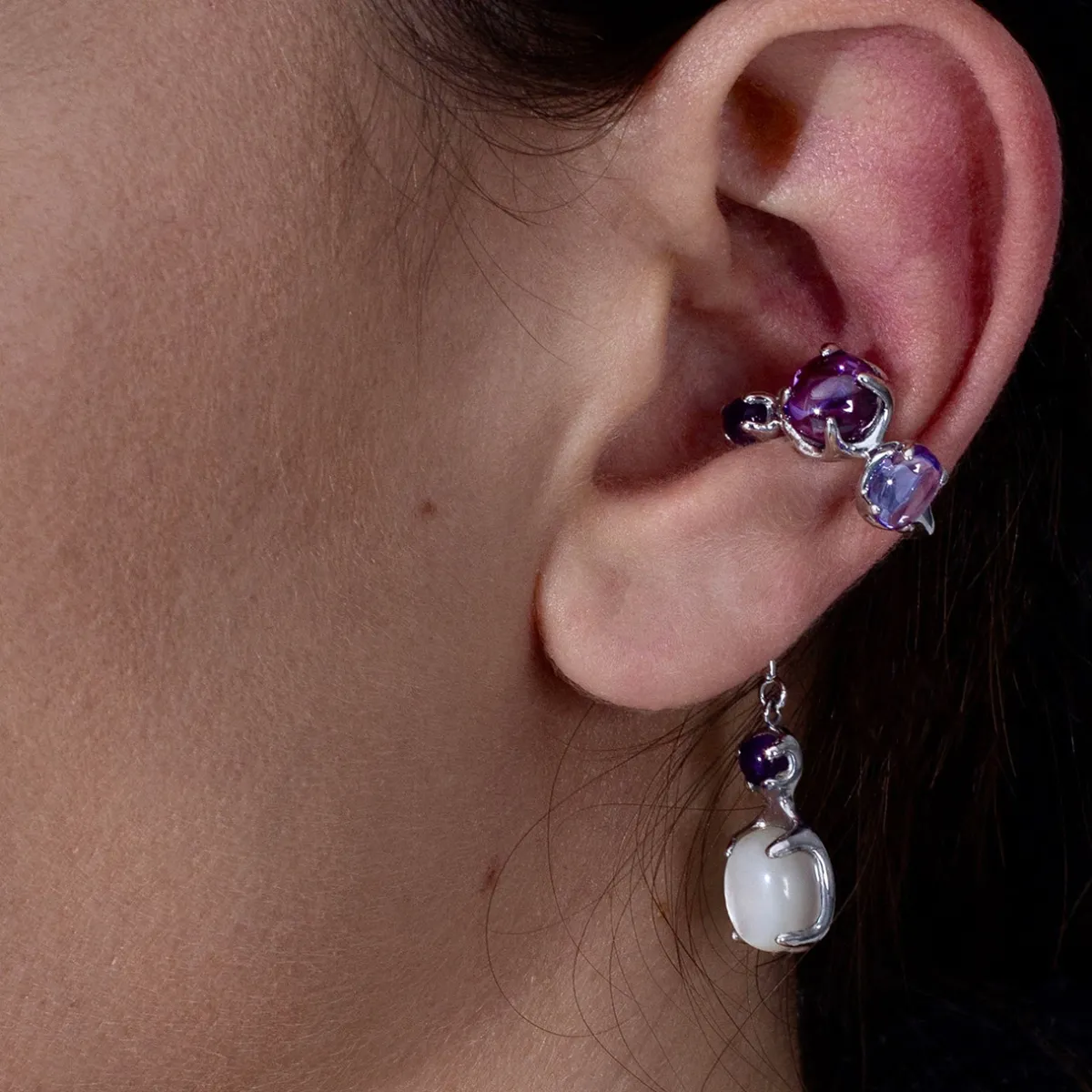 Tomfoolery Silver Clear Drip Ear Cuff Fashion