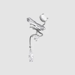 Tomfoolery Silver Clear Mixed Hybrid Mini Drop Ear Cuff Best