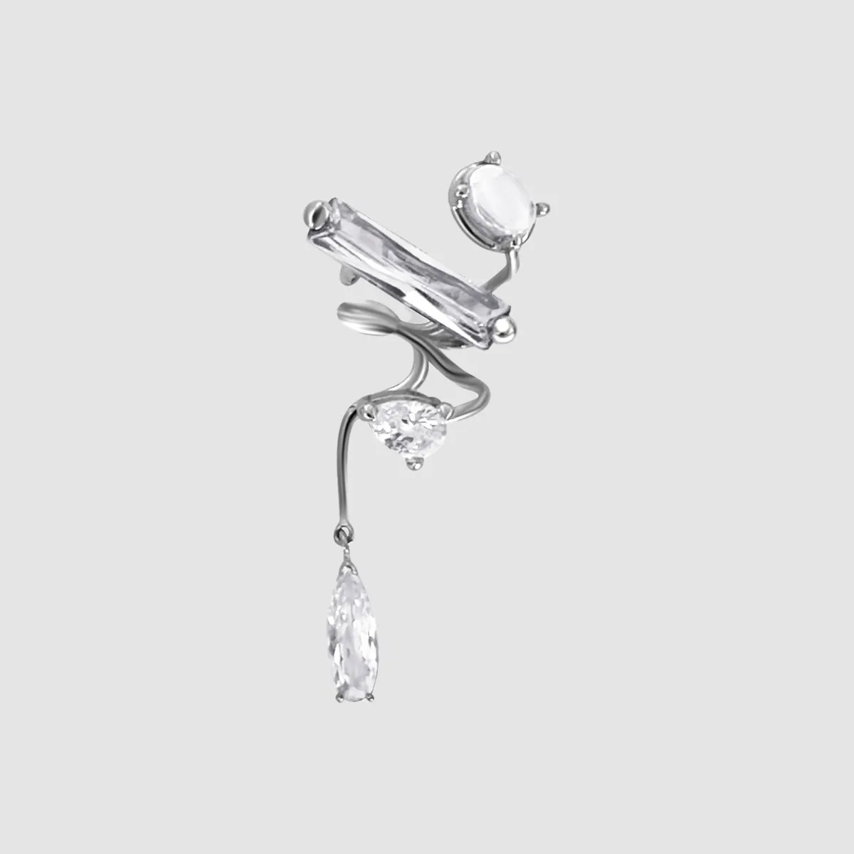 Tomfoolery Silver Clear Mixed Hybrid Mini Drop Ear Cuff Best