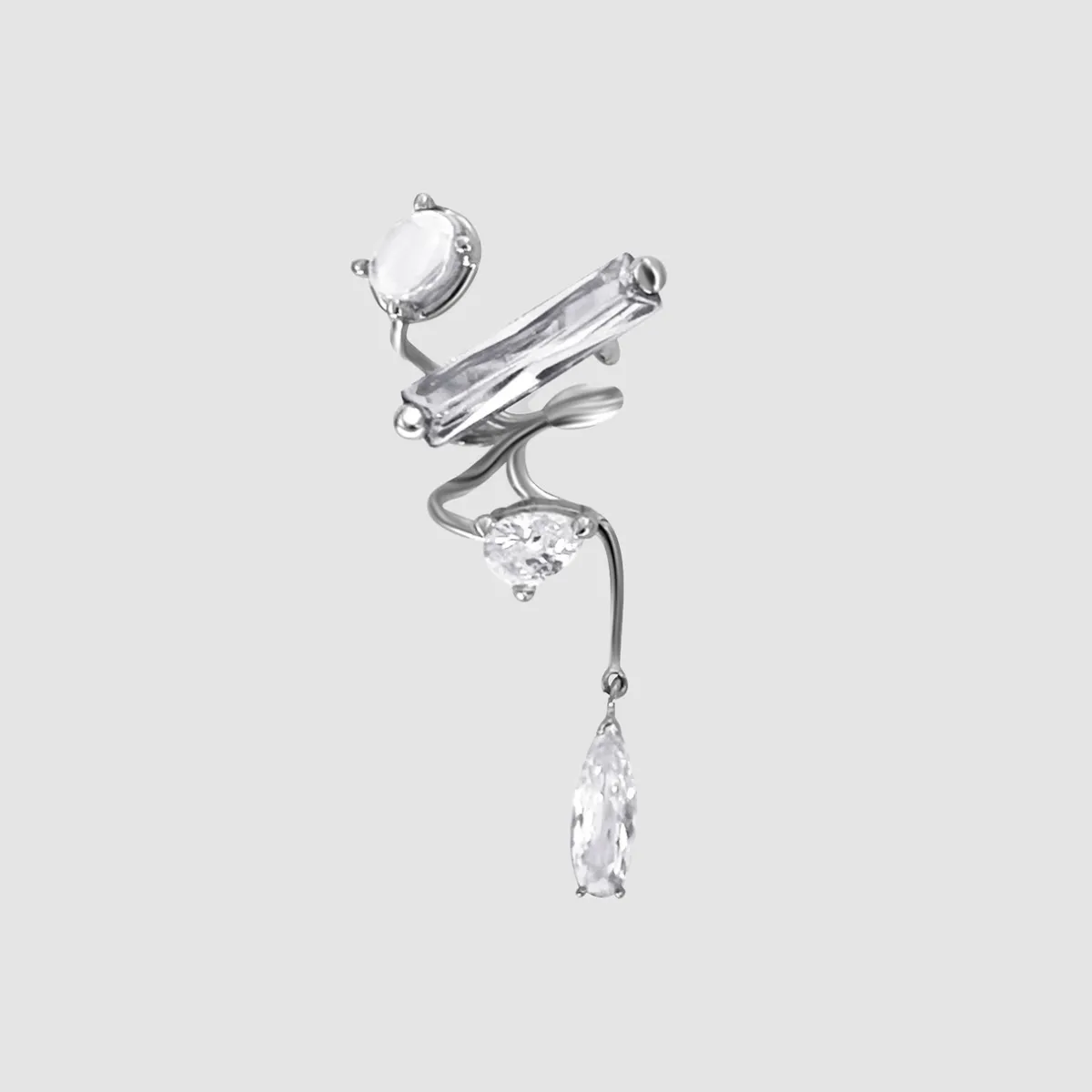Tomfoolery Silver Clear Mixed Hybrid Mini Drop Ear Cuff Best