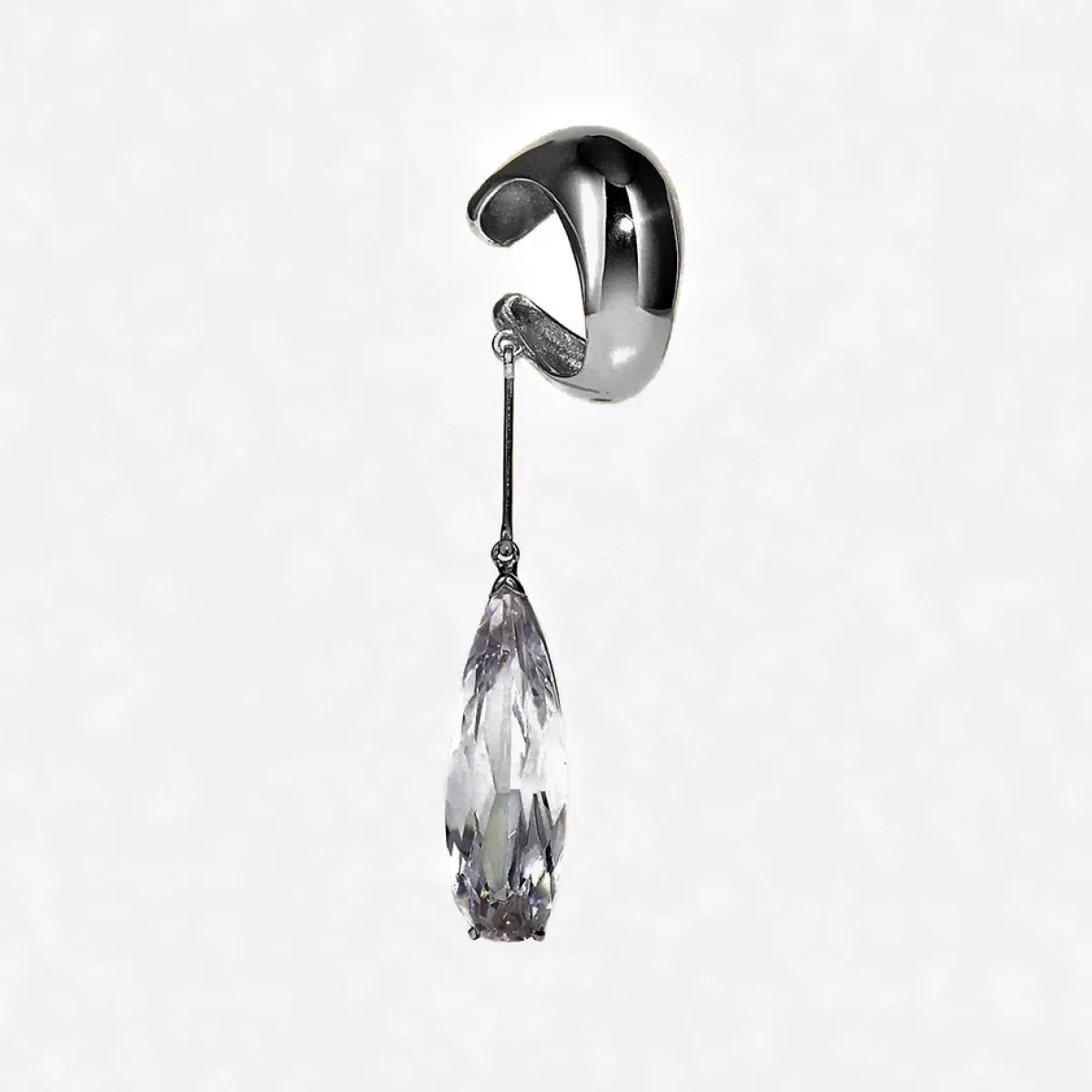 Tomfoolery Silver Clear Teardrop Ear Cuff Online