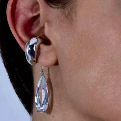 Tomfoolery Silver Clear Teardrop Ear Cuff Online