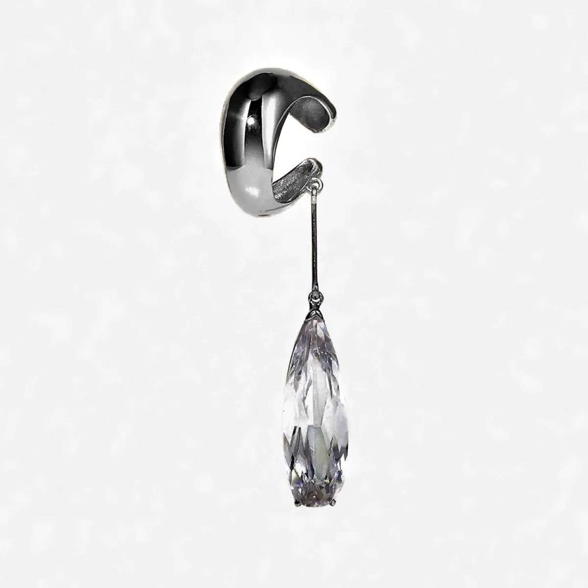 Tomfoolery Silver Clear Teardrop Ear Cuff Online