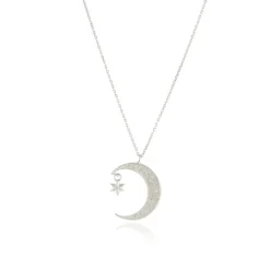 Tomfoolery Silver Crescent Moon & Star Pendant Sale