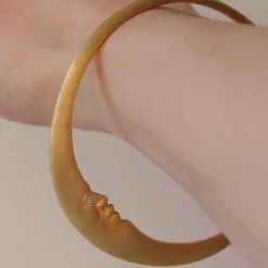 Tomfoolery Silver Crescent Moonface Bangle Hot