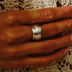 Tomfoolery Silver Crossover Ring New