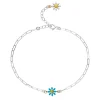 Tomfoolery Silver Daisy Paperclip Bracelet in White & Blue Discount