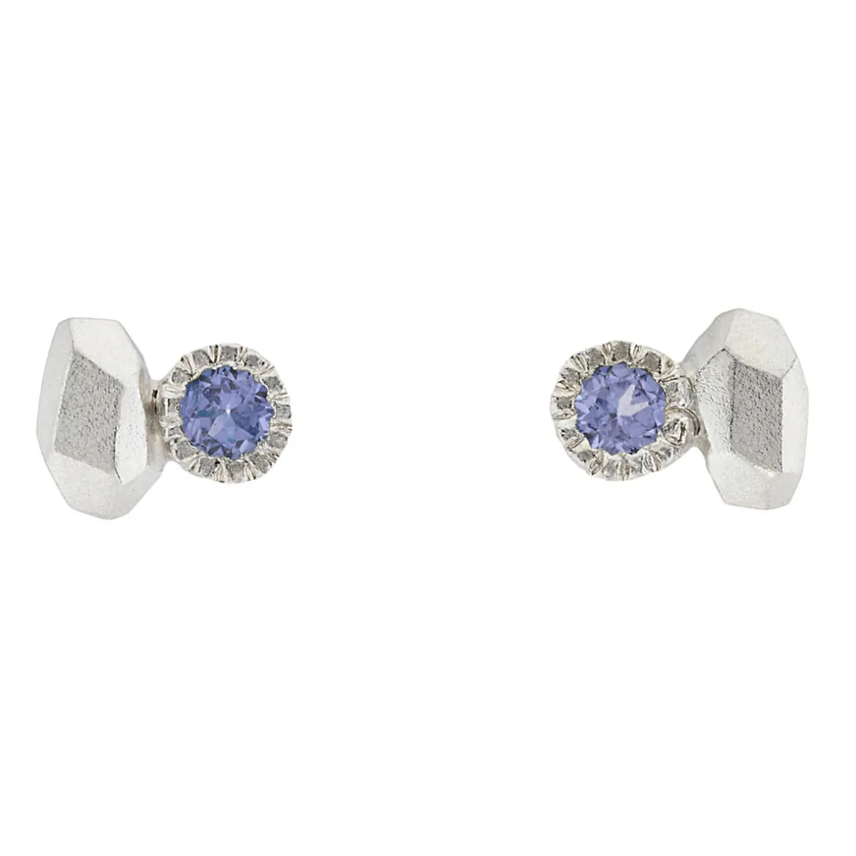 Tomfoolery Silver Duo Mini Studs with Tanzanite Discount