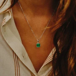 Tomfoolery Silver Emerald Pendant Online