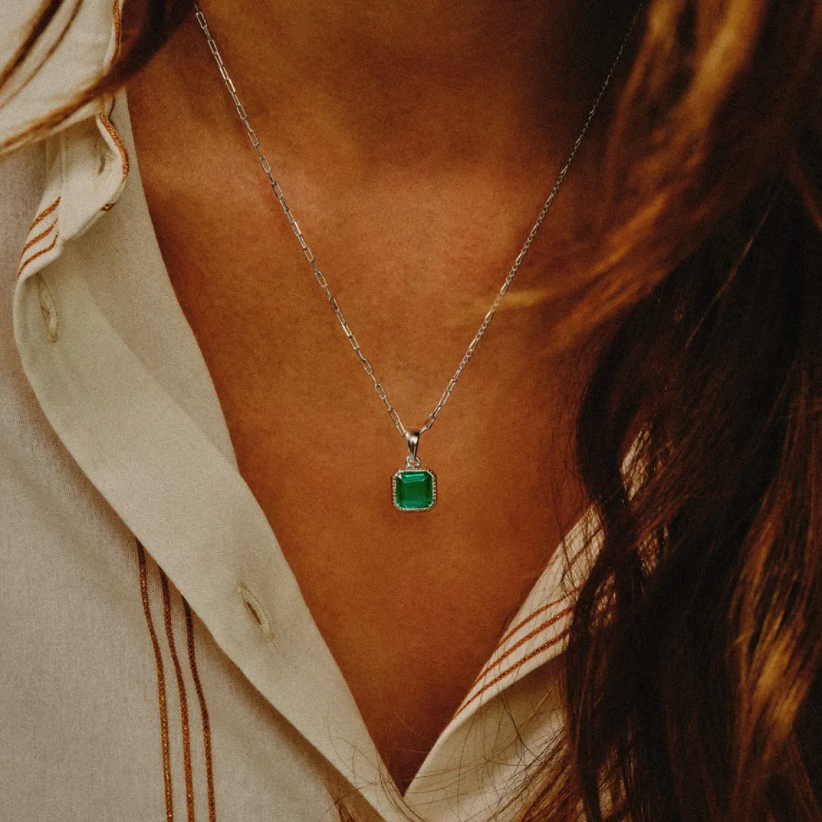 Tomfoolery Silver Emerald Pendant Online
