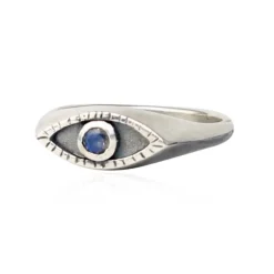 Tomfoolery Silver Eye Signet Ring with Moonstone Hot