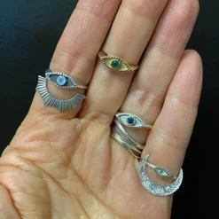 Tomfoolery Silver Eye Signet Ring with Moonstone Hot