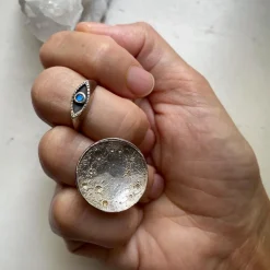 Tomfoolery Silver Eye Signet Ring with Moonstone Hot