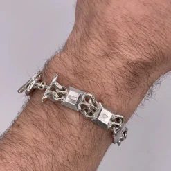 Tomfoolery Silver Faceted Square Ingot Bracelet Sale