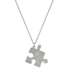 Tomfoolery Silver Floral Puzzle Piece Necklace Hot