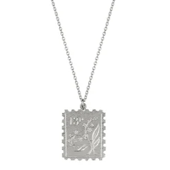 Tomfoolery Silver Floral Stamp Necklace Outlet