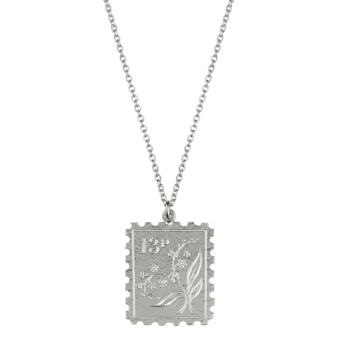 Tomfoolery Silver Floral Stamp Necklace Outlet