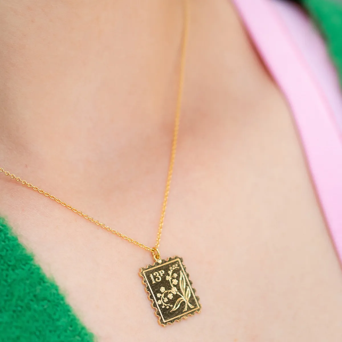 Tomfoolery Silver Floral Stamp Necklace Outlet