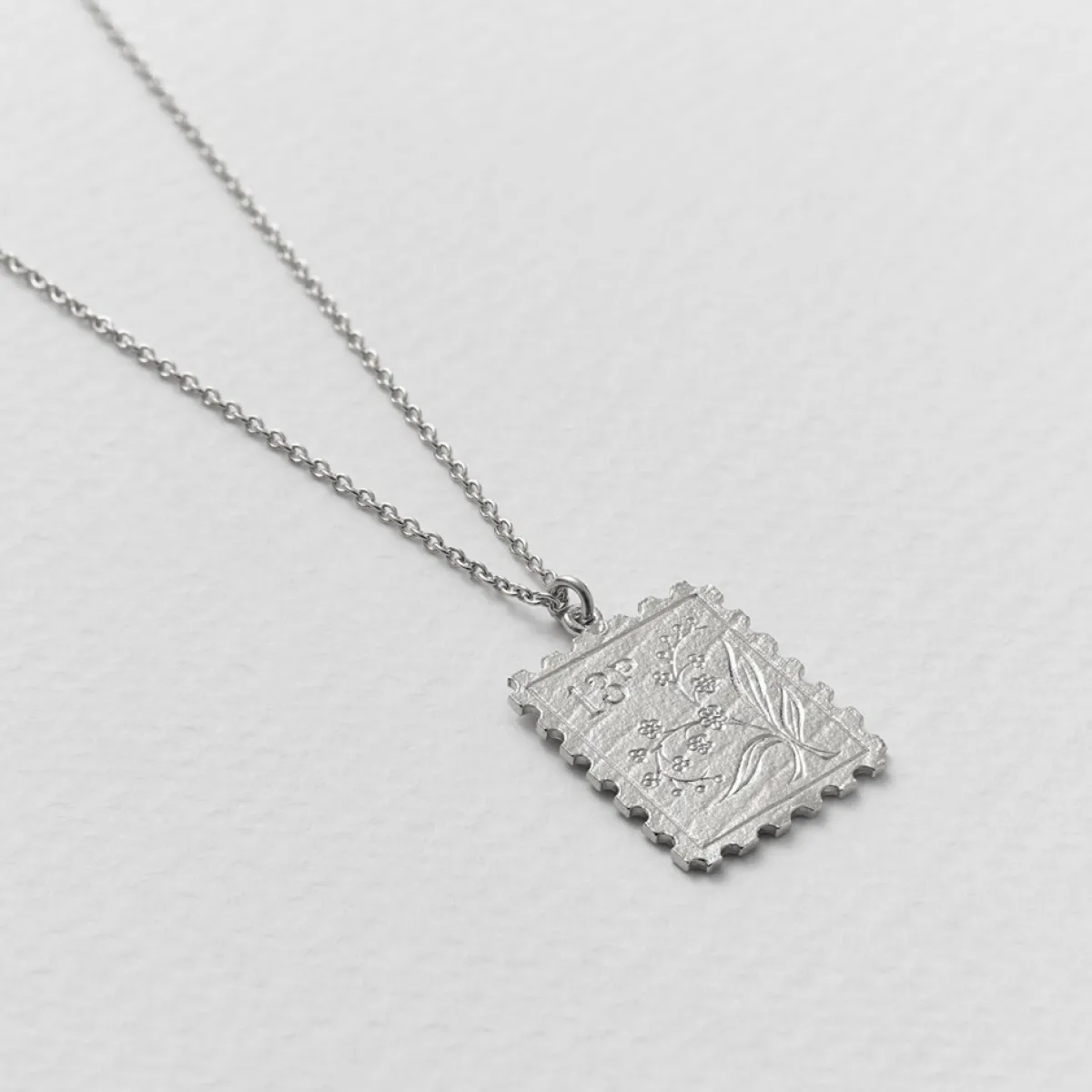 Tomfoolery Silver Floral Stamp Necklace Outlet