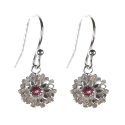 Tomfoolery Silver Gemstone Dahlia Drop Earrings Outlet
