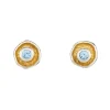 Tomfoolery Silver, Gold & Blue Topaz Circle Studs Clearance