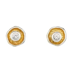Tomfoolery Silver, Gold & White Sapphire Circle Studs Best
