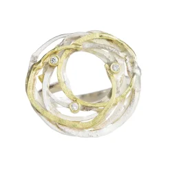 Tomfoolery Silver, Gold and Diamond Wrap Circle Ring Sale