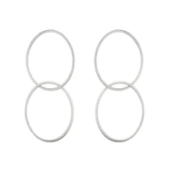 Tomfoolery Silver Harmonious Double Oval Drop Earrings Clearance