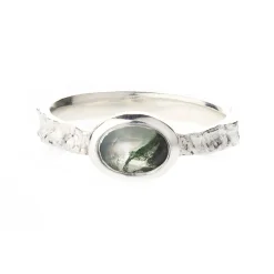 Tomfoolery Silver Hawthorn Band with Moss Agate Online