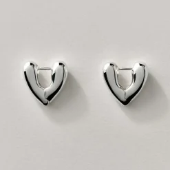 Tomfoolery Silver Heart Hinge Hoops Best