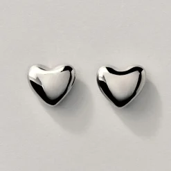 Tomfoolery Silver Heart Studs Hot
