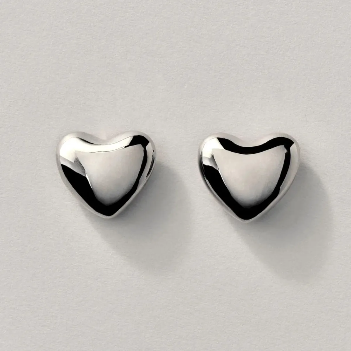 Tomfoolery Silver Heart Studs Hot