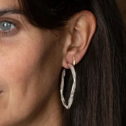 Tomfoolery Silver Irregular Treen Hoops Sale