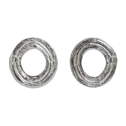 Tomfoolery Silver Large Flat Oak Circle Studs New
