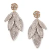 Tomfoolery Silver Leaf Beaded Earrings Fashion