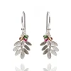 Tomfoolery Silver Leaves & Tourmaline Hook Earrings Clearance
