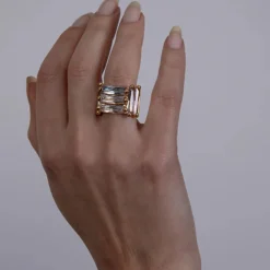 Tomfoolery Silver Lilac Crystallised Armour Ring Hot