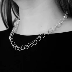 Tomfoolery Silver Lily Chain Link Necklace Sale