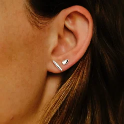 Tomfoolery Silver Long Pebble Studs New