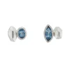 Tomfoolery Silver Marquise Irregular Studs with Blue Topaz New