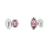Tomfoolery Silver Marquise Irregular Studs with Pink Tourmaline Clearance