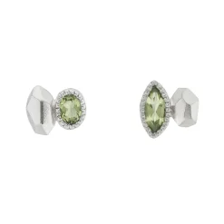 Tomfoolery Silver Marquise Irregular Studs with Peridot Hot